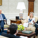 In an Oval Office meeting in April, White House Deputy Counsel Danielle Conley (r) discusses clemency for some people convicted of federal crimes as well as other policy issues with President Joe Biden (l), White House Counsel Dana Remus (c) and other officials. Last month, Biden announced pardons for three people and commutations of the sentences of 75 others convicted of nonviolent drug offenses under outdated sentencing guidelines.